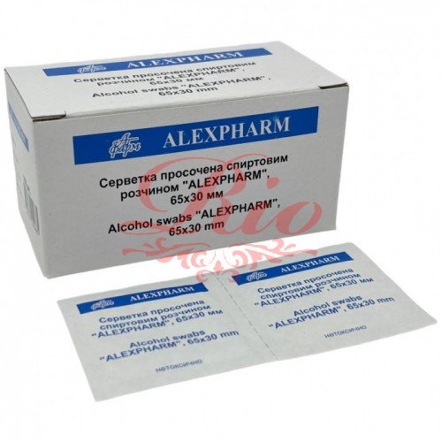 Салфетка пропитанная спиртовым раствором "ALEXPHARM", 65х30 мм "№100