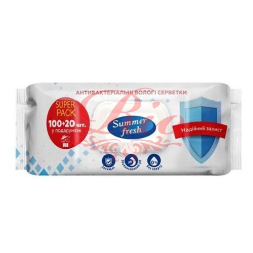 Салфетки влажные большие Super Fresh Antibacterial (120шт)